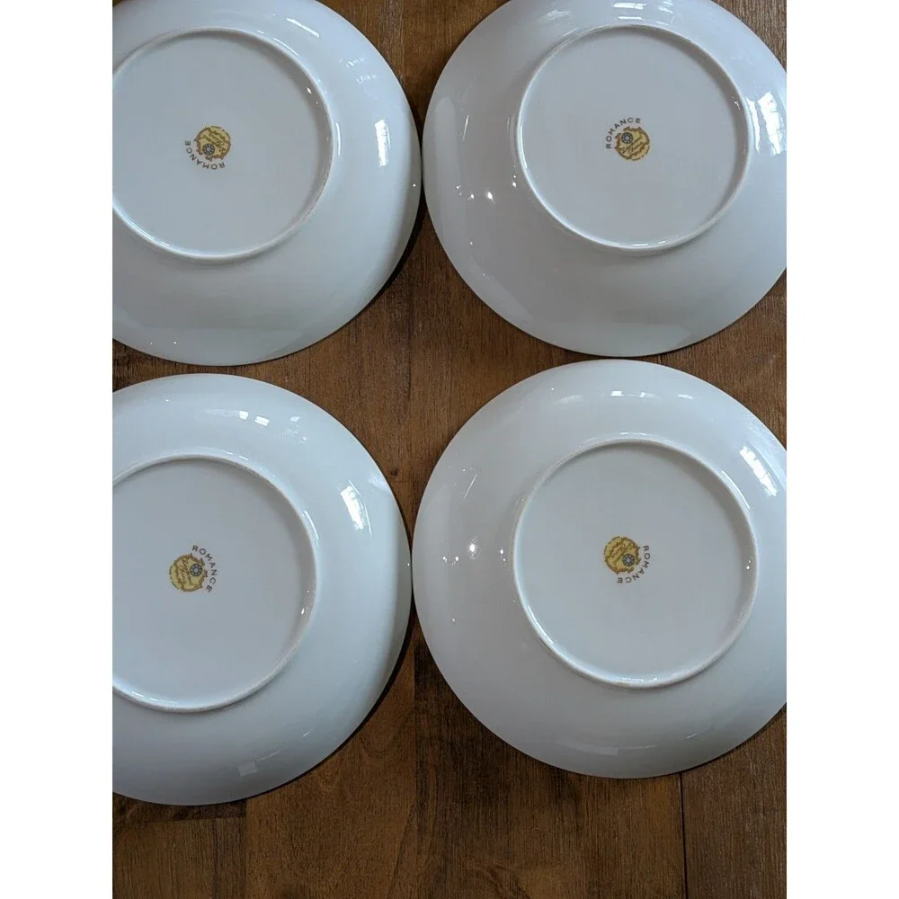 Vintage Diamond China Romance White Rose 7.5